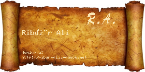 Ribár Ali névjegykártya